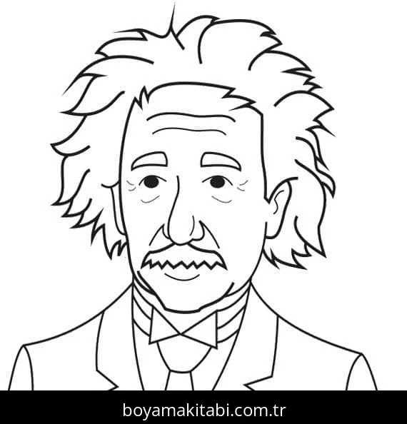 Albert Einstein boyama sayfası – yaratıcılığı geliştirir, keyifli zaman
