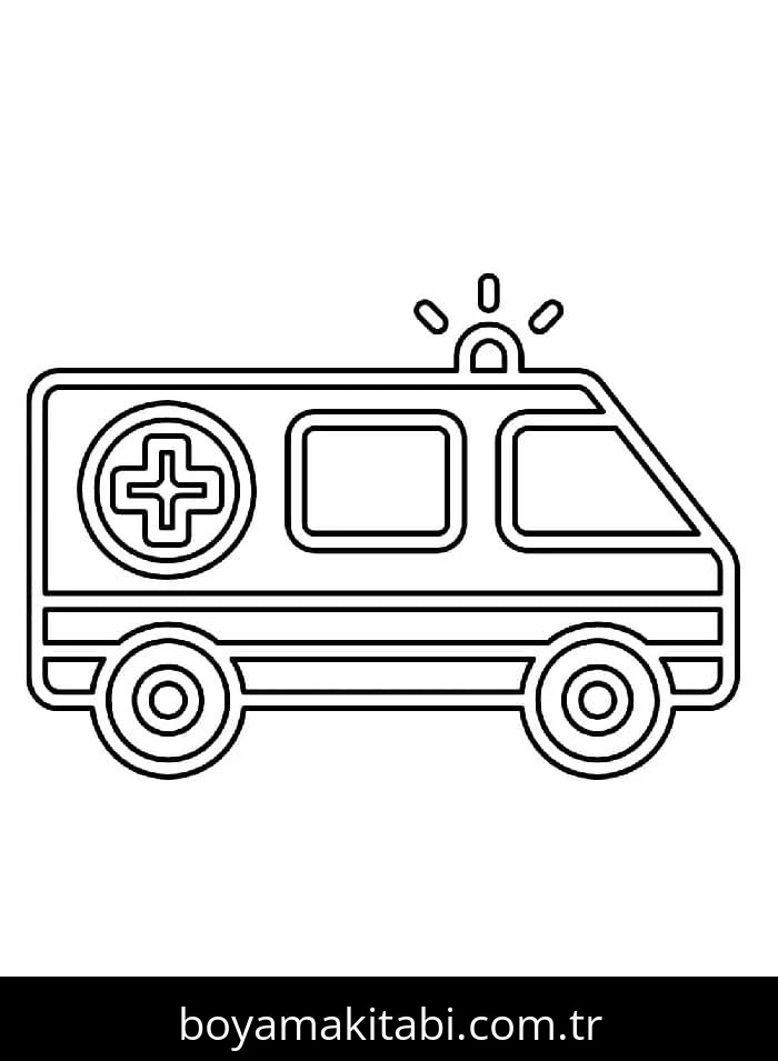 Ambulans boyama sayfası – okul öncesi, evde etkinlik