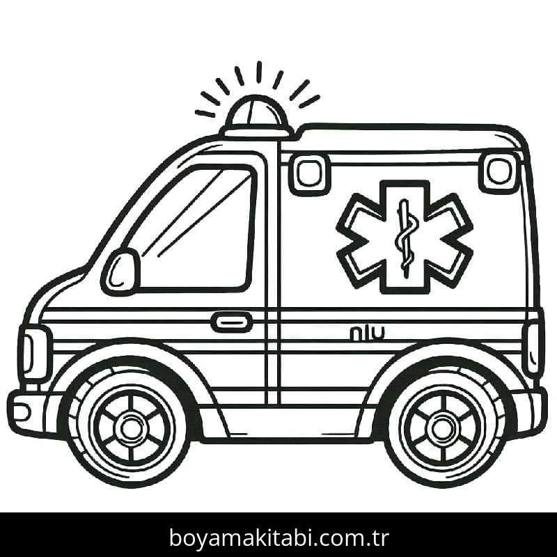 Ambulans boyama sayfası – boyama etkinliği, çocuk aktivitesi
