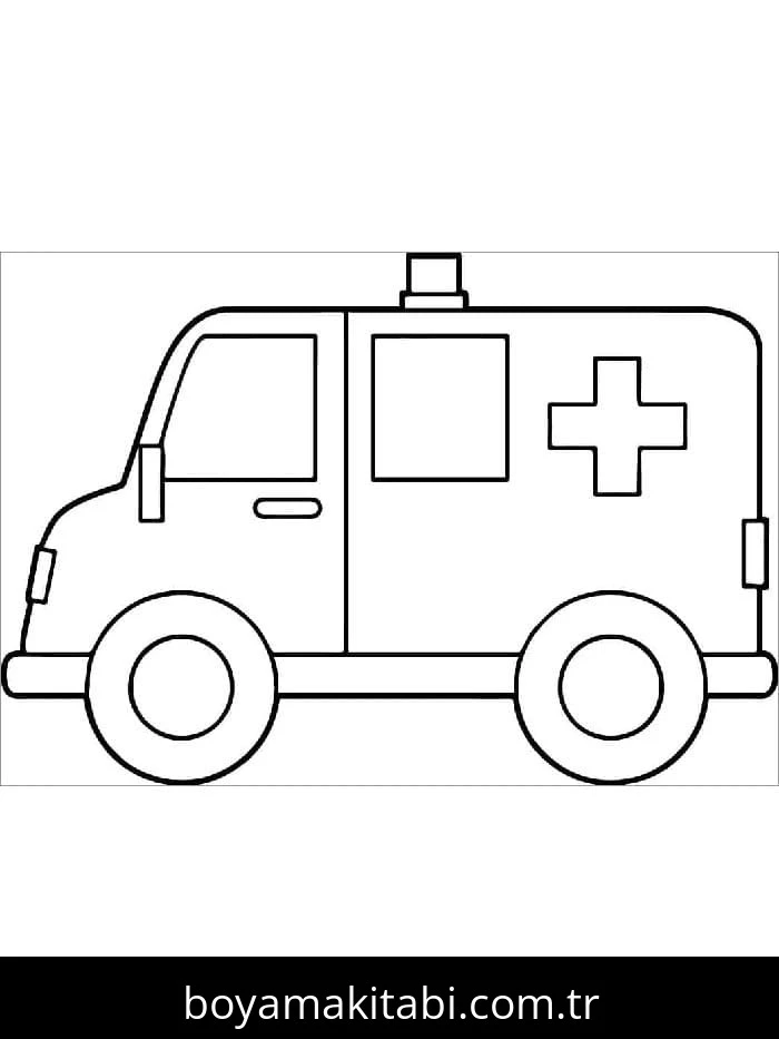 Ambulans boyama sayfası – eğitici aktivite, yaratıcılık