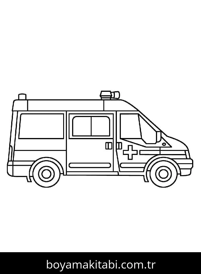 Ambulans boyama sayfası – keyifli zaman, renkli çizimler
