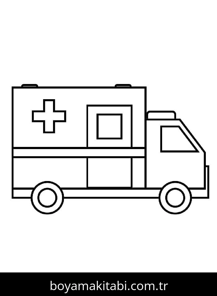Ambulans boyama sayfası – boyama çalışması, yaratıcılığı geliştirir