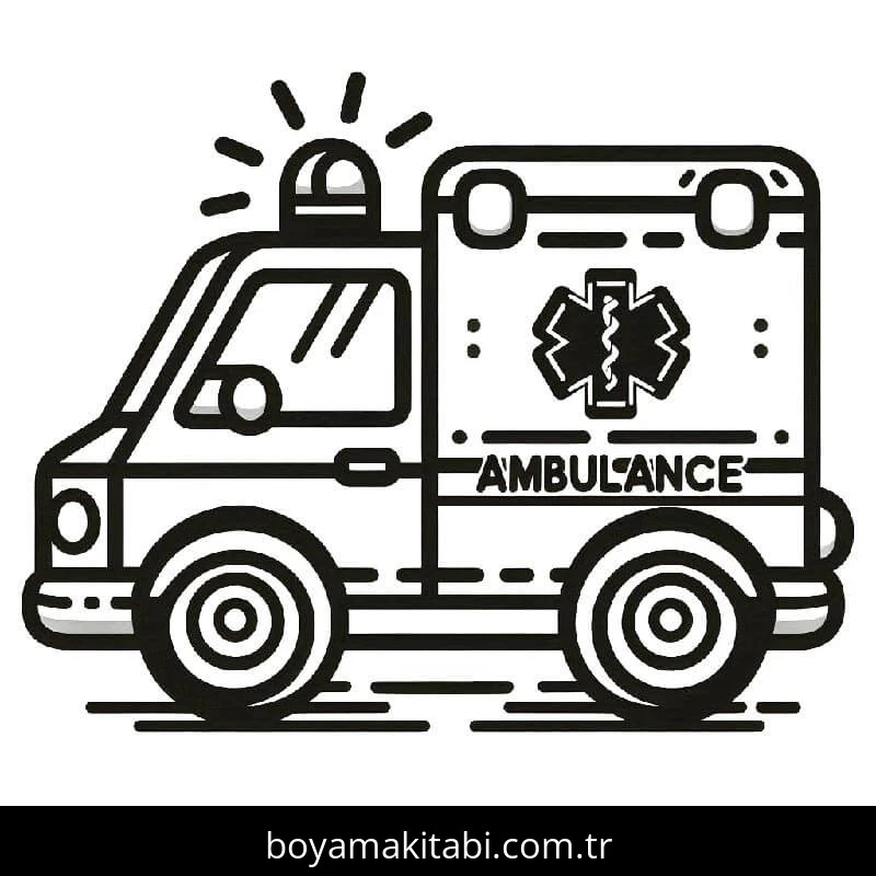 Ambulans boyama sayfası – kolay boyama, eğitici aktivite