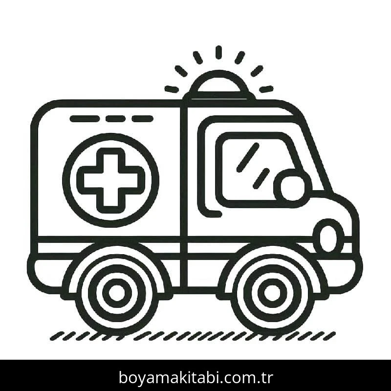 Ambulans boyama sayfası – okul öncesi, evde etkinlik