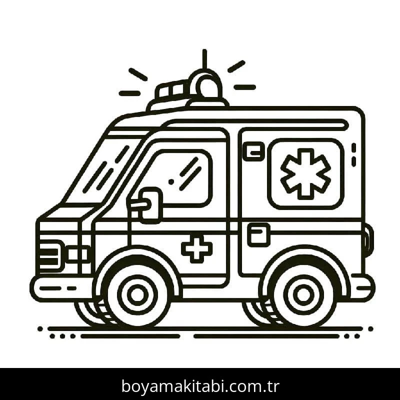 Ambulans boyama sayfası – boyama etkinliği, çocuk aktivitesi