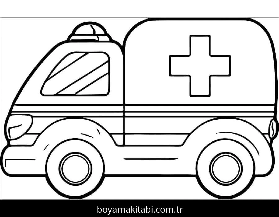 Ambulans boyama sayfası – keyifli zaman, renkli çizimler