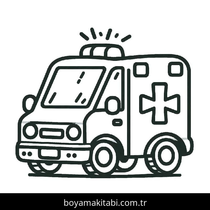Ambulans boyama sayfası – evde etkinlik, ücretsiz yazdır