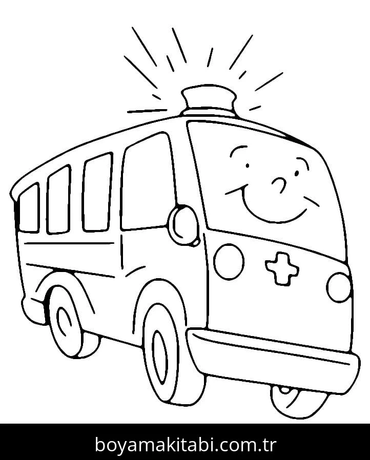 Ambulans boyama sayfası – yaratıcılık, eğlenceli etkinlik