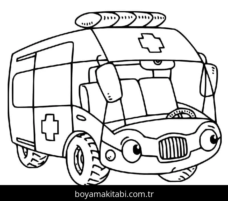 Ambulans boyama sayfası – ücretsiz yazdır, boyama etkinliği