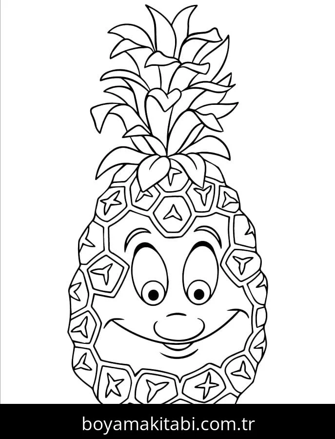 Ananas boyama sayfası – kolay boyama, eğitici aktivite