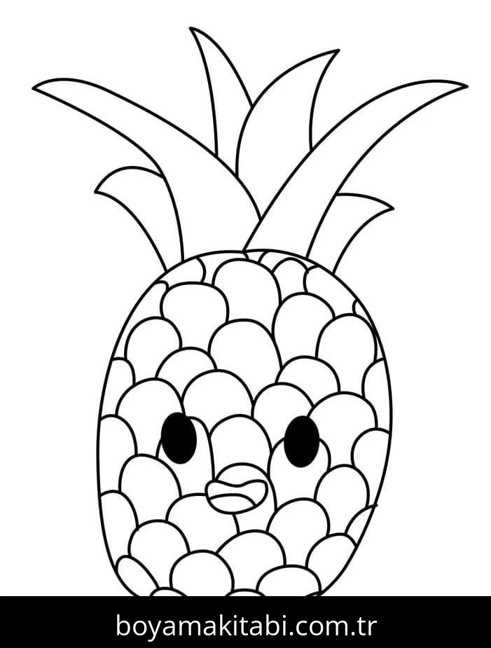 Ananas boyama sayfası – yaratıcılığı geliştirir, keyifli zaman