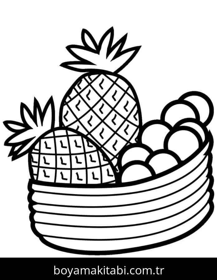 Ananas boyama sayfası – okul öncesi, evde etkinlik