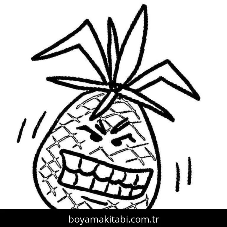 Ananas boyama sayfası – sevimli karakter, sanatsal çalışma