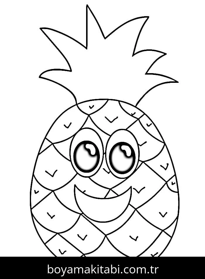 Ananas boyama sayfası – keyifli zaman, renkli çizimler
