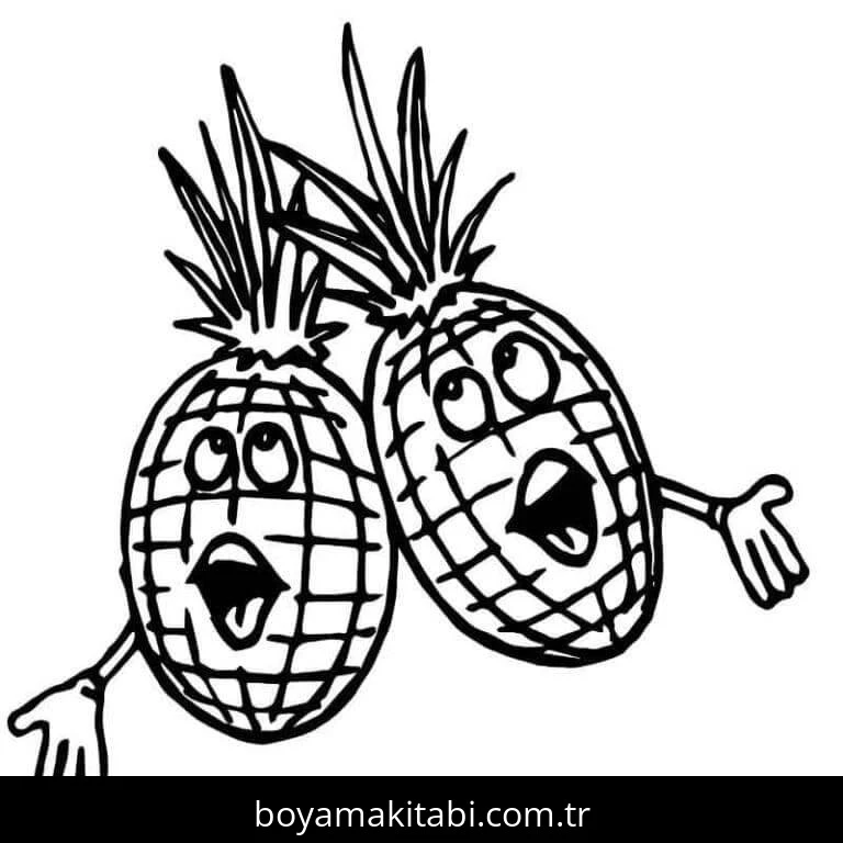 Ananas boyama sayfası – evde etkinlik, ücretsiz yazdır