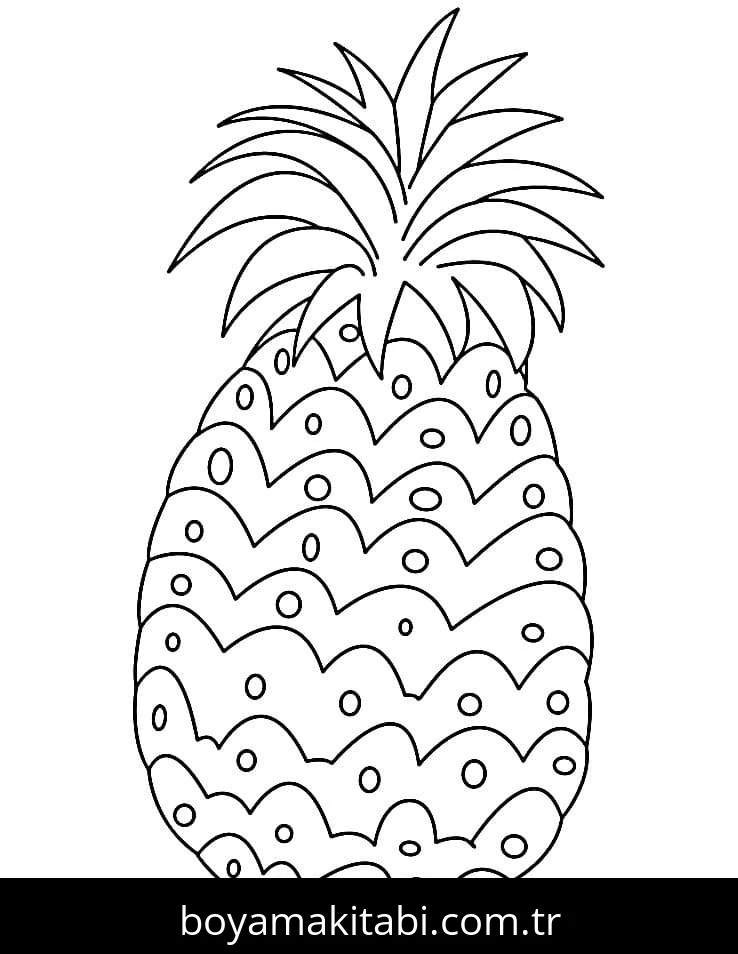 Ananas boyama sayfası – boyama çalışması, yaratıcılığı geliştirir