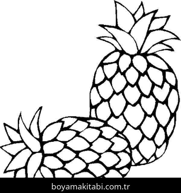 Ananas boyama sayfası – PDF indir, sevimli karakter