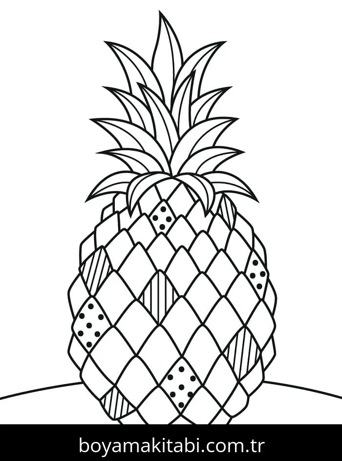 Ananas boyama sayfası – kolay boyama, eğitici aktivite