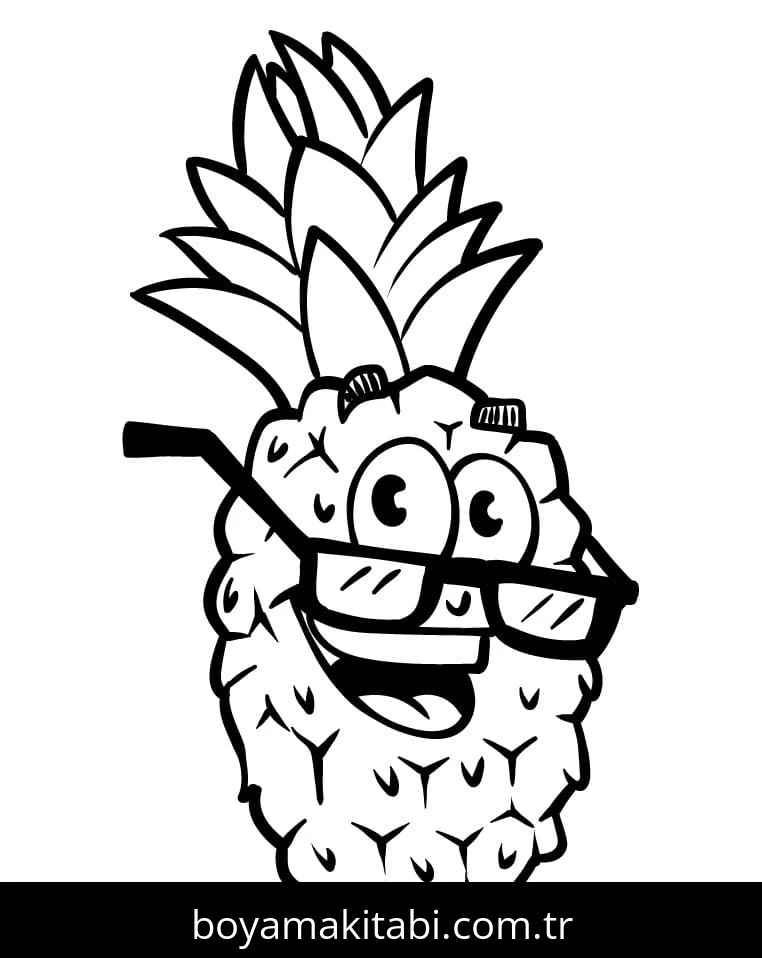 Ananas boyama sayfası – eğlenceli etkinlik, el becerilerini geliştirir