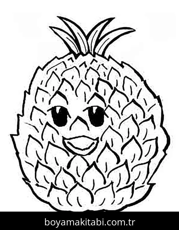 Ananas boyama sayfası – okul öncesi, evde etkinlik