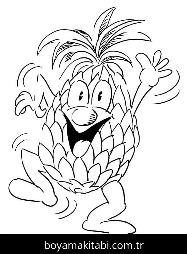 Ananas boyama sayfası – boyama etkinliği, çocuk aktivitesi