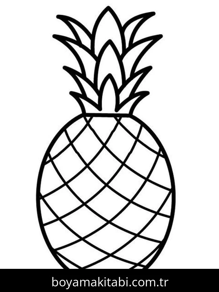 Ananas boyama sayfası – keyifli zaman, renkli çizimler