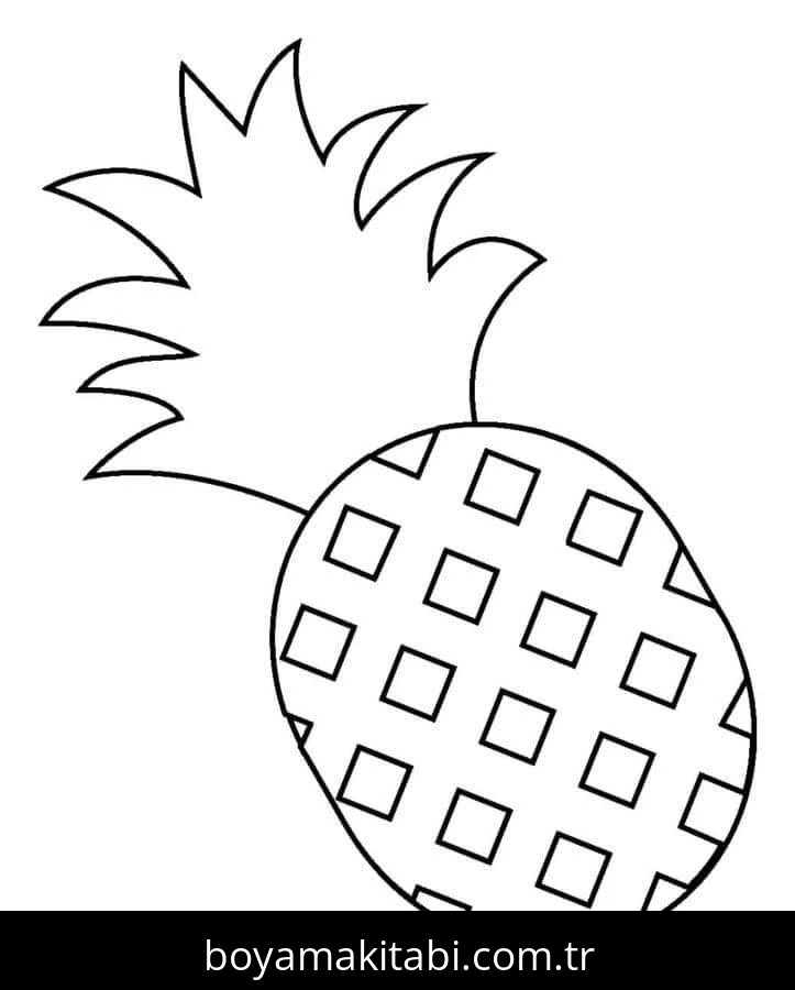 Ananas boyama sayfası – evde etkinlik, ücretsiz yazdır