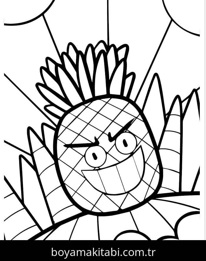 Ananas boyama sayfası – çocuk aktivitesi, PDF indir