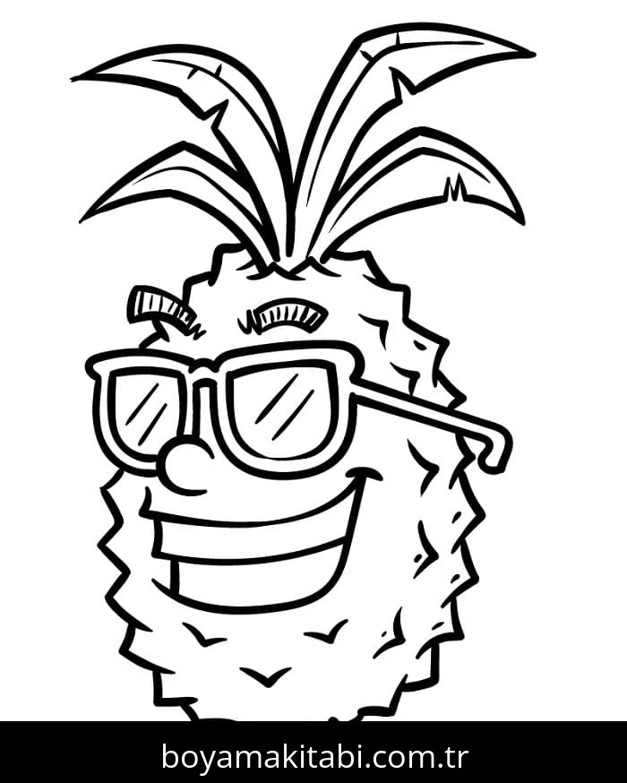 Ananas boyama sayfası – sanatsal çalışma, çocuklar için