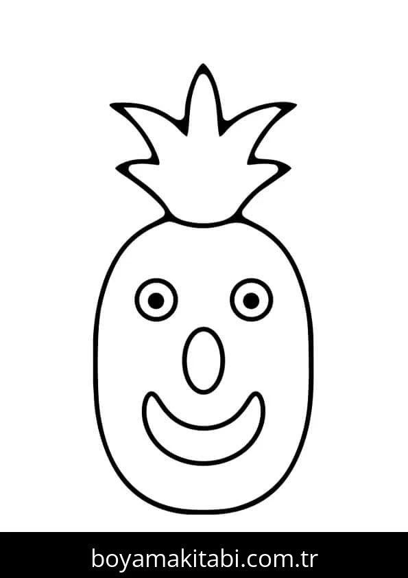 Ananas boyama sayfası – basit çizim, kolay boyama