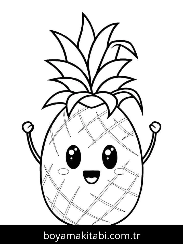 Ananas boyama sayfası – yaratıcılık, eğlenceli etkinlik