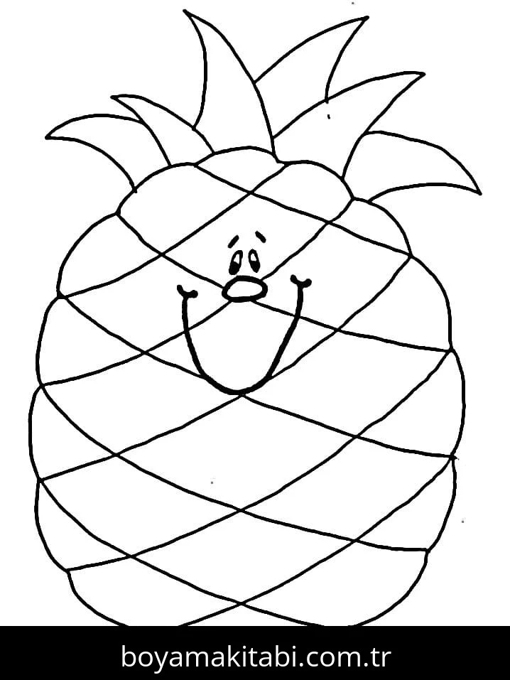 Ananas boyama sayfası – boyama çalışması, yaratıcılığı geliştirir