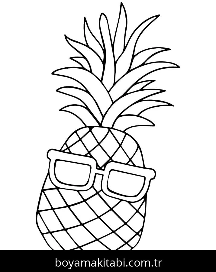 Ananas boyama sayfası – renkli çizimler, okul öncesi