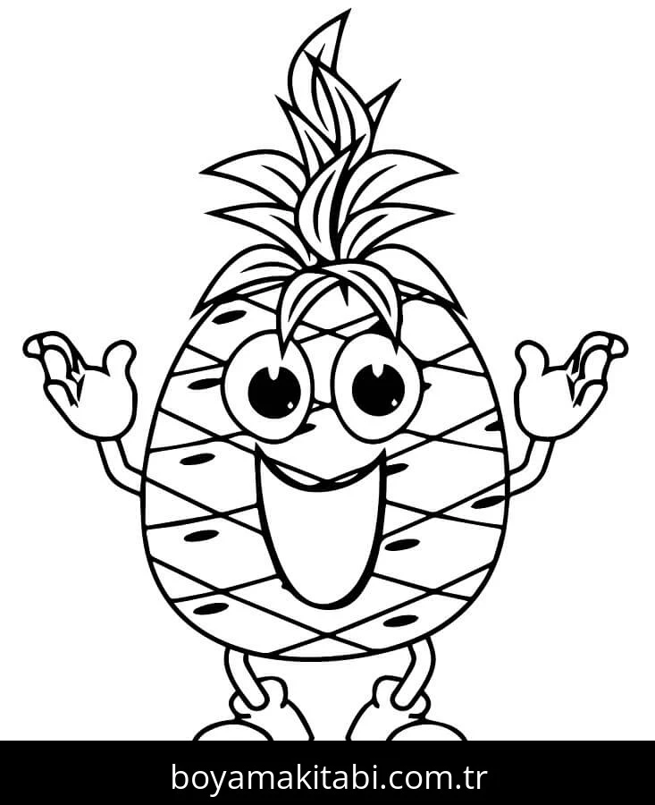Ananas boyama sayfası – ücretsiz yazdır, boyama etkinliği