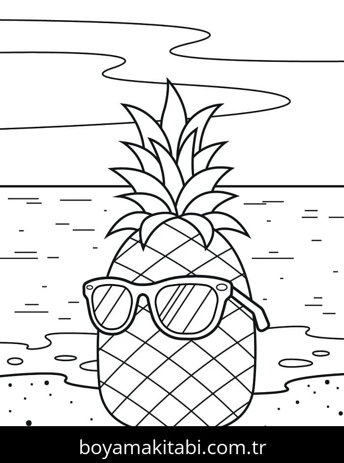 Ananas boyama sayfası – kolay boyama, eğitici aktivite