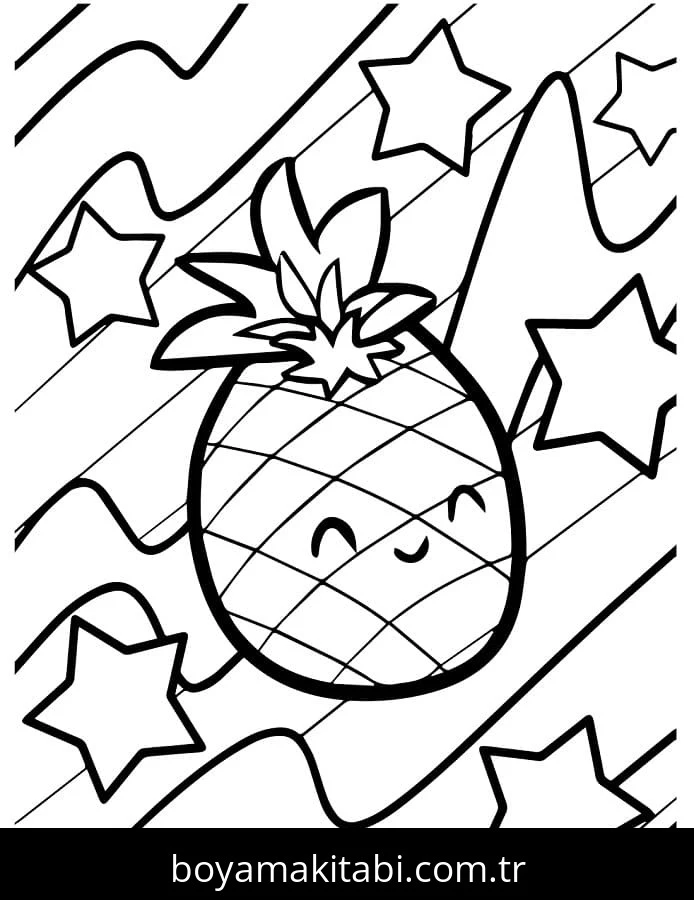 Ananas boyama sayfası – yaratıcılığı geliştirir, keyifli zaman