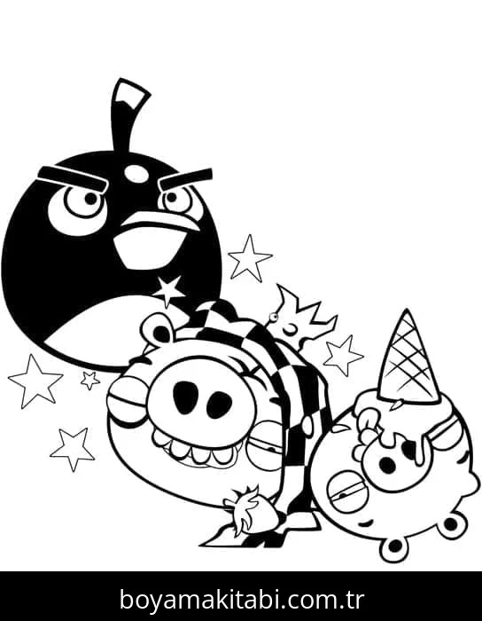 Angry Birds boyama sayfası – çocuklar için, çizgi film temalı