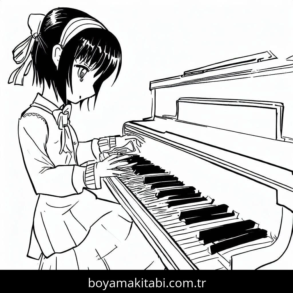 Anime Kızı boyama sayfası – okul öncesi, evde etkinlik