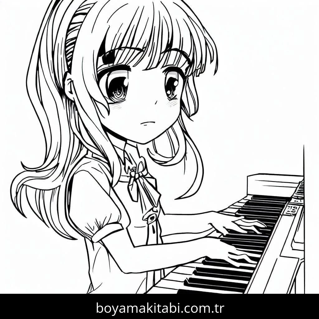 Anime Kızı boyama sayfası – keyifli zaman, renkli çizimler