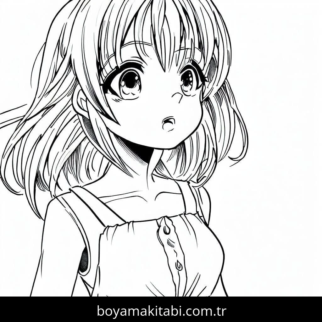 Anime Kızı boyama sayfası – PDF indir, sevimli karakter