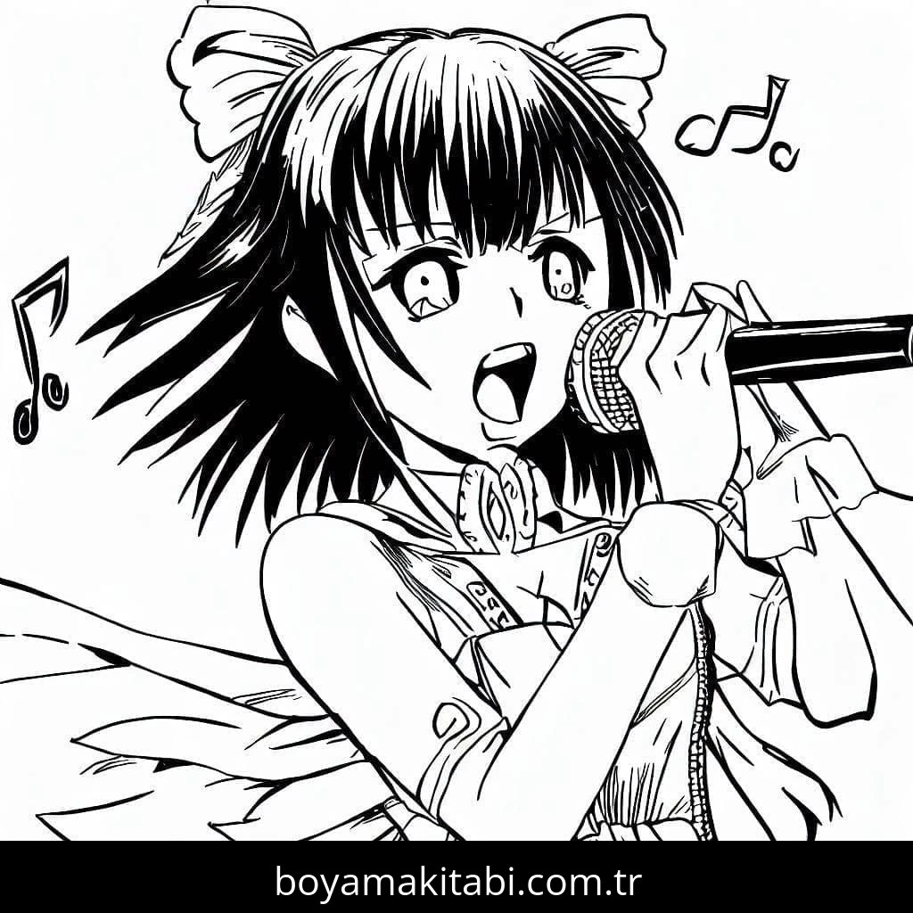 Anime Kızı boyama sayfası – kolay boyama, eğitici aktivite
