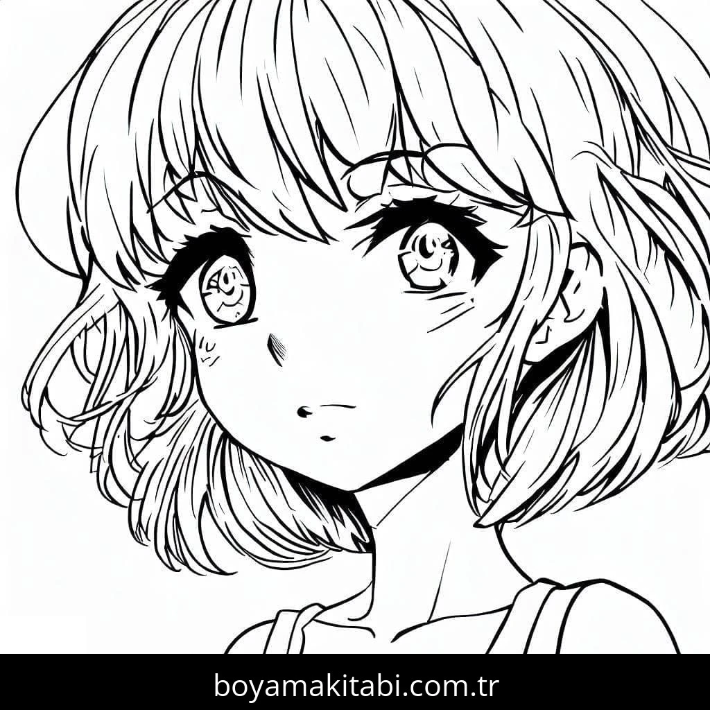 Anime Kızı boyama sayfası – renkli çizimler, okul öncesi