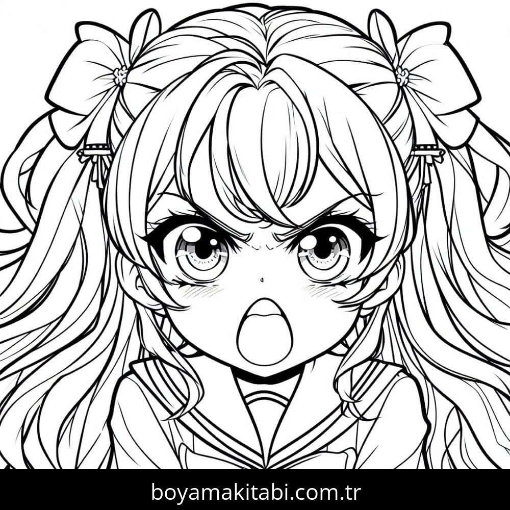 Anime Kızı boyama sayfası – çocuklar için, çizgi film temalı