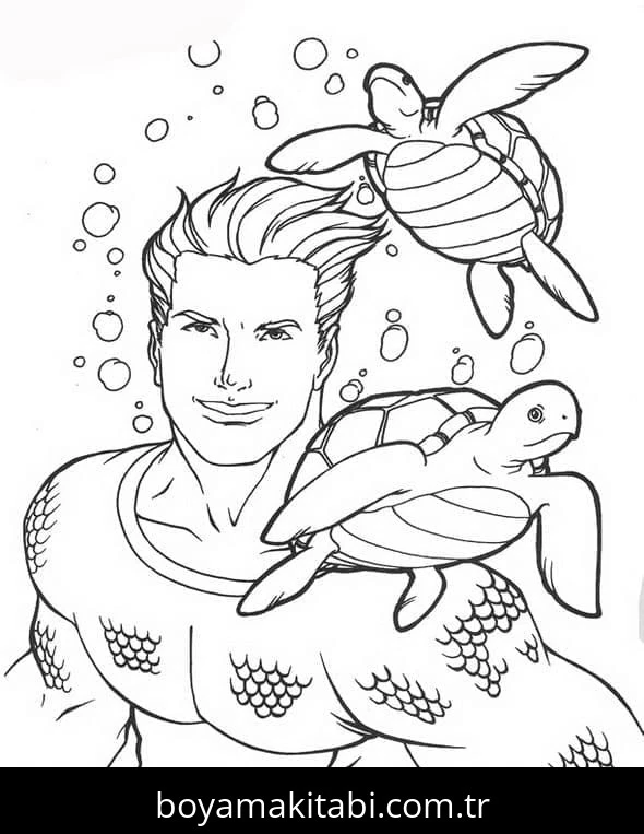 Aquaman boyama sayfası – evde etkinlik, ücretsiz yazdır
