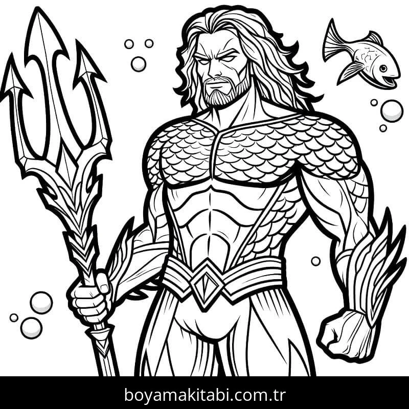 Aquaman boyama sayfası – sanatsal çalışma, çocuklar için