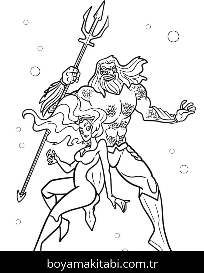 Aquaman boyama sayfası – kolay boyama, eğitici aktivite