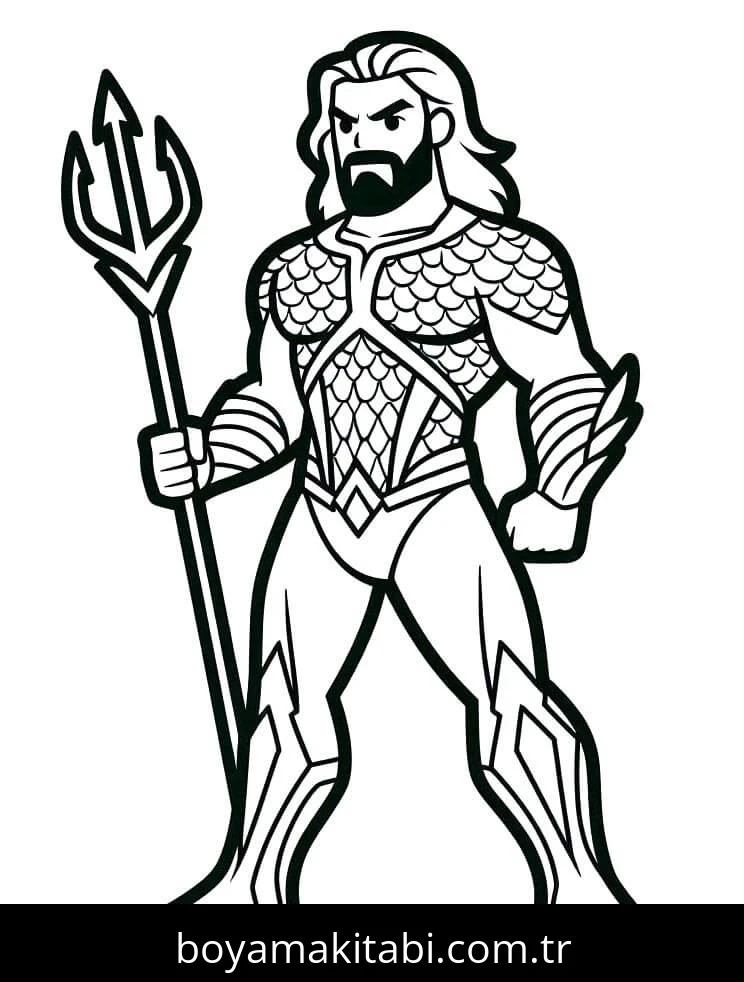 Aquaman boyama sayfası – eğlenceli etkinlik, el becerilerini geliştirir