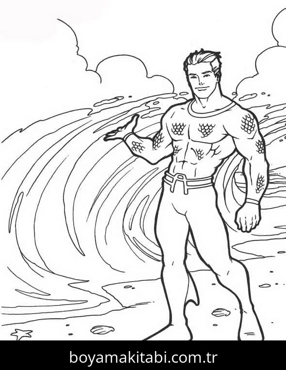 Aquaman boyama sayfası – okul öncesi, evde etkinlik