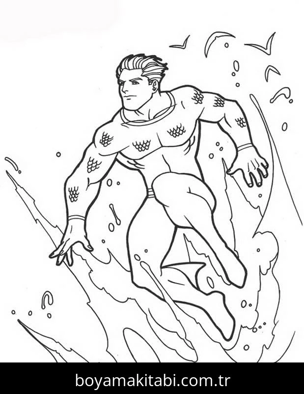 Aquaman boyama sayfası – sevimli karakter, sanatsal çalışma