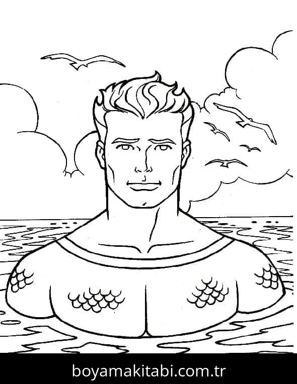 Aquaman boyama sayfası – keyifli zaman, renkli çizimler